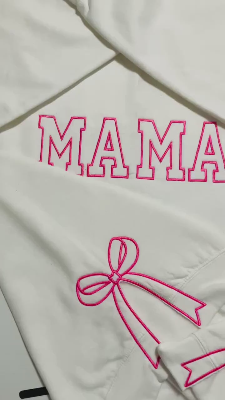 Embroidered Mama Sweatshirt: Classic Side Bow Design