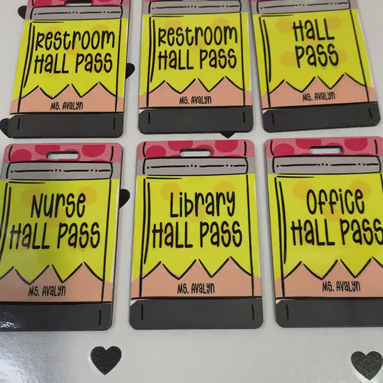 Personalized Pencil Hall Pass Set: Rustic Classroom Decor, Lanyards Included