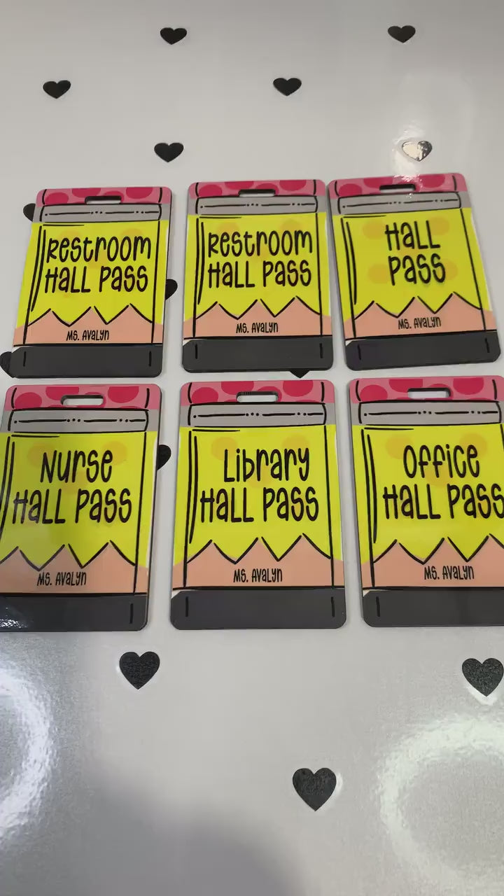 Personalized Pencil Hall Pass Set: Rustic Classroom Decor, Lanyards Included