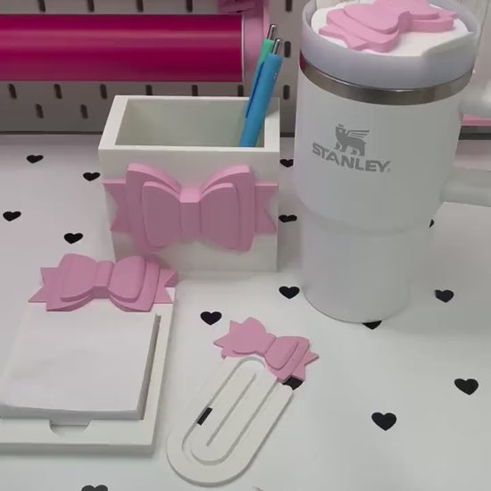 Bow Desk Accessories Bundle – STL & 3MF Files | 3D Print Desk Decor | Digital Download