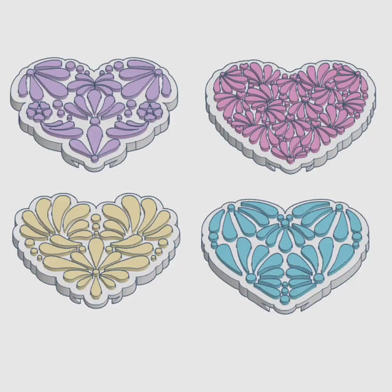 Heart Talavera-Inspired Interchangeable Glue Storage Covers – 3MF Digital File | Digital Download