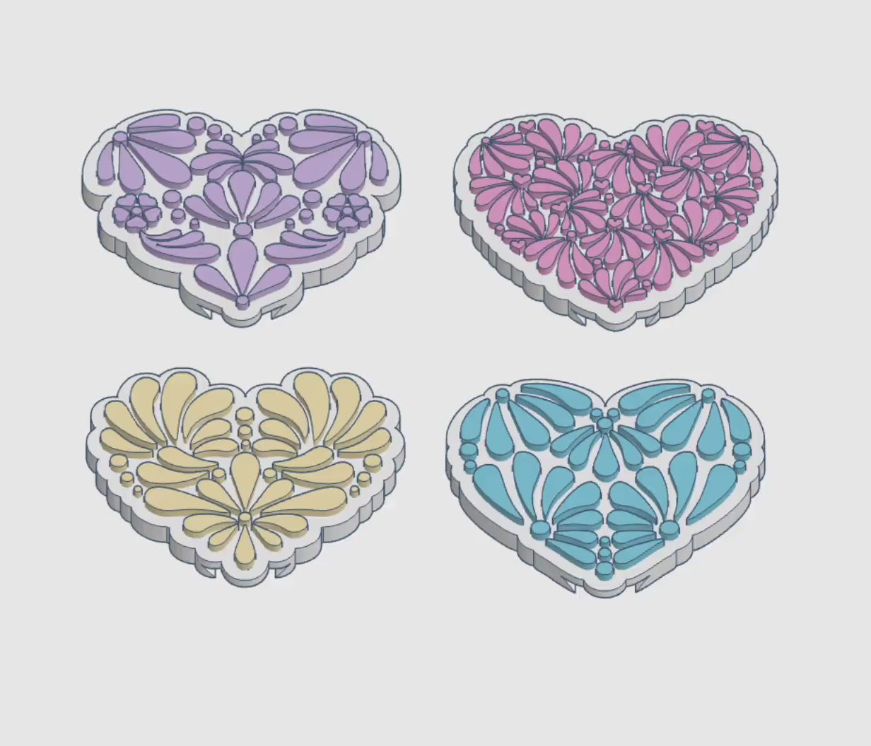 Heart Talavera-Inspired Interchangeable Glue Storage Covers – 3MF Digital File | Digital Download