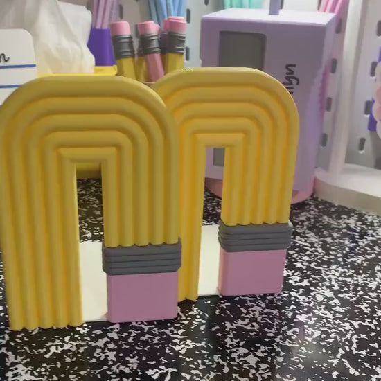 Boho Pencil Bookends | 3D Printed Book Ends | Teacher Classroom Decor | Personalized Desk Decor | Office & Homeschool Gift