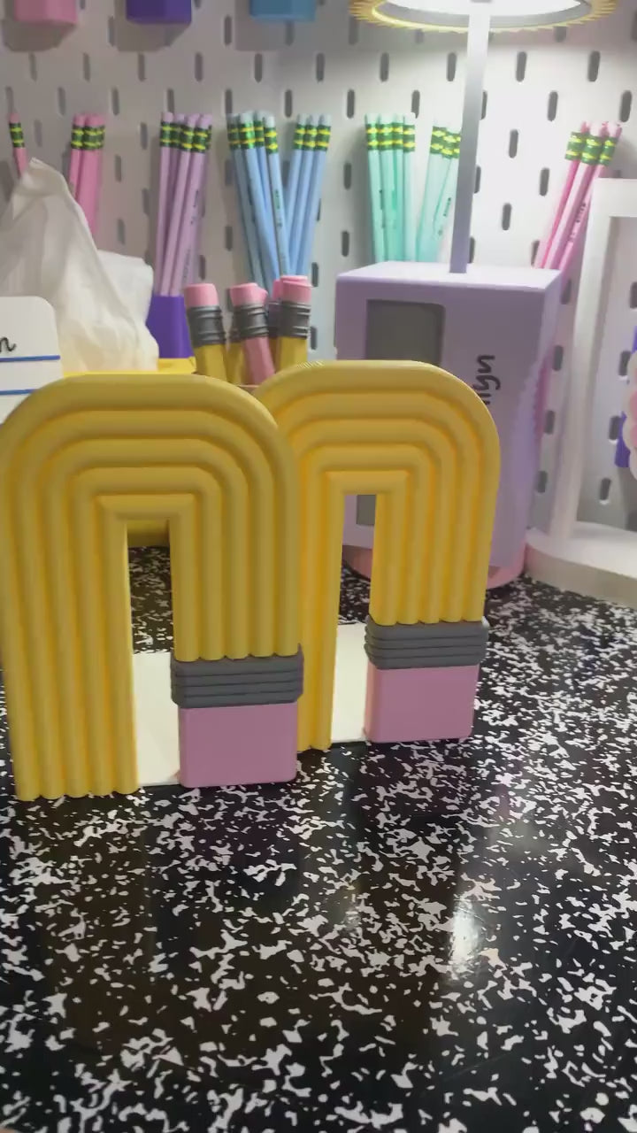 Boho Pencil Bookends | 3D Printed Book Ends | Teacher Classroom Decor | Personalized Desk Decor | Office & Homeschool Gift