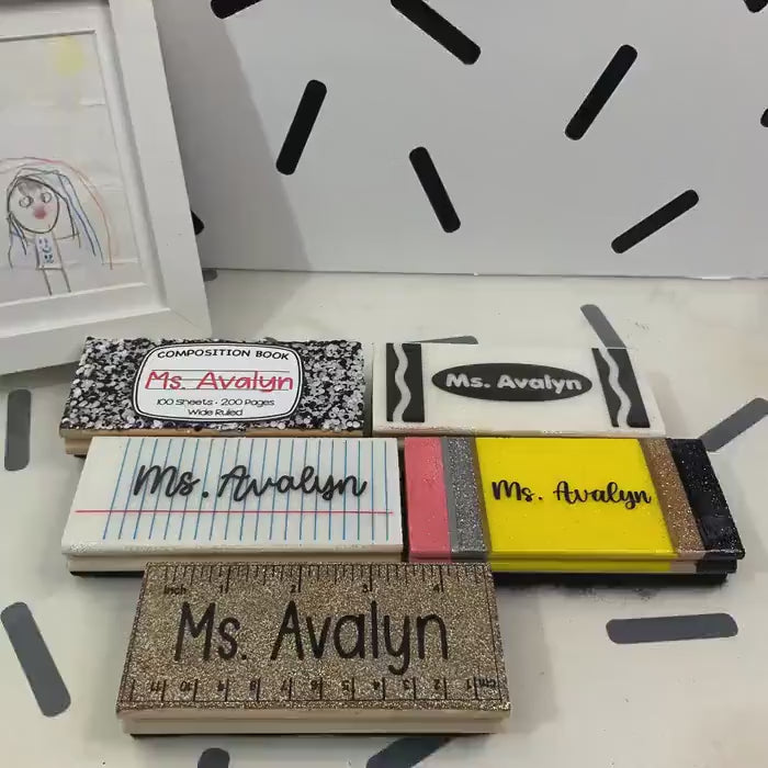 Personalized Teacher Dry Erase Board Eraser | Glitter Epoxy Resin