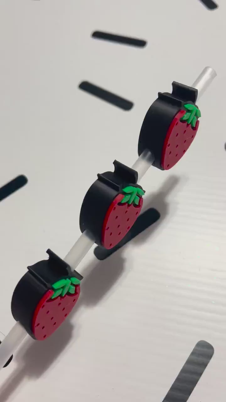 3D Printed Strawberry Straw Topper: Kawaii Tumbler Accessory