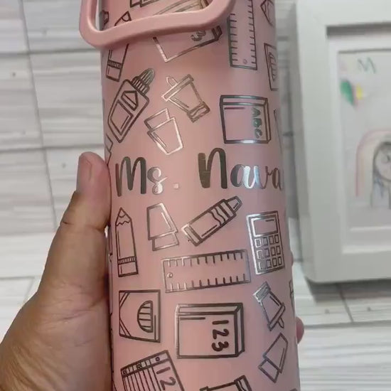 Personalized Insulated Stainless Steel Water Bottle with Flip-Top Lid - Teacher Water Bottle - Teacher's Gift - School Supplies