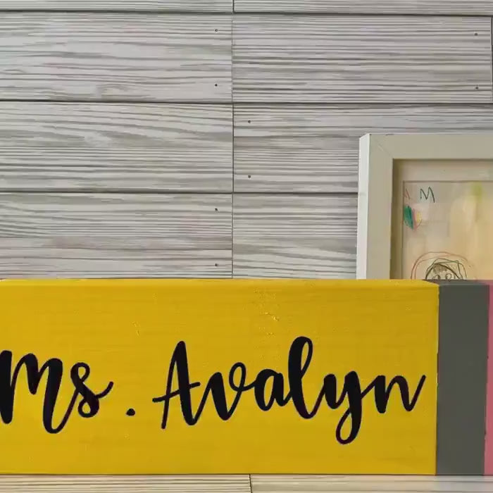 Teacher Pencil Name Plate – Personalized Gift – Classroom Desk Decor