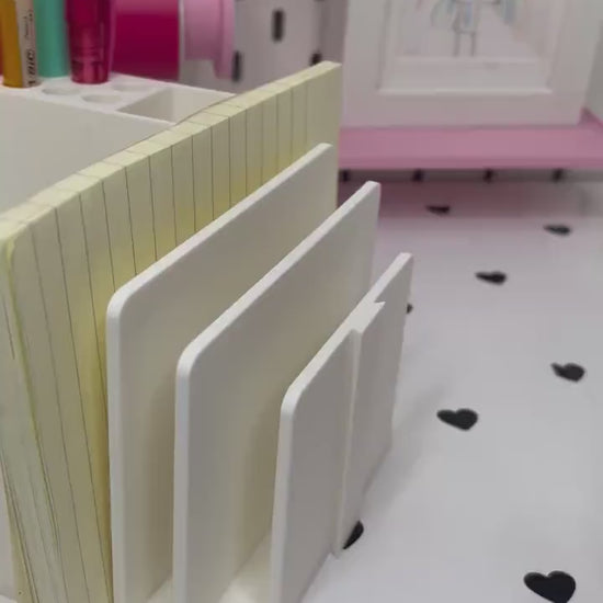 Interchangeable Desk Organizer STL & 3MF Files | 3D Print Pencil Holder, Scissor and Sticky Note Holder | Desk Organization Digital Download