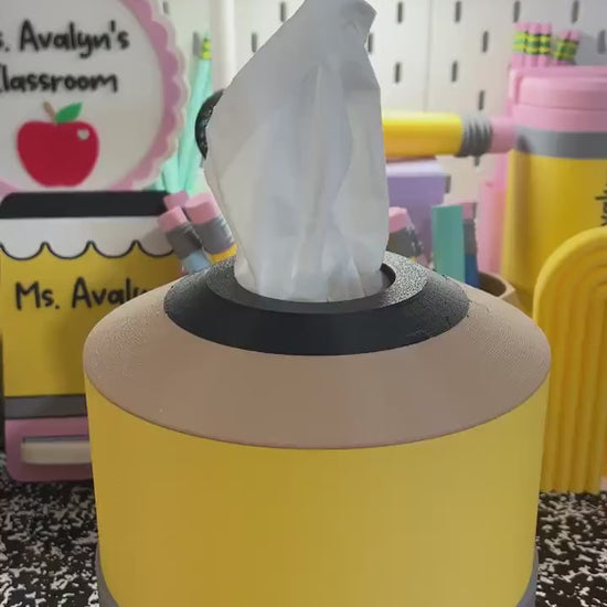 Pencil Tissue Box Holder | 3D Printable Digital File | Teacher Classroom Decor | Back to School Tissue Box Cover | 3MF Download