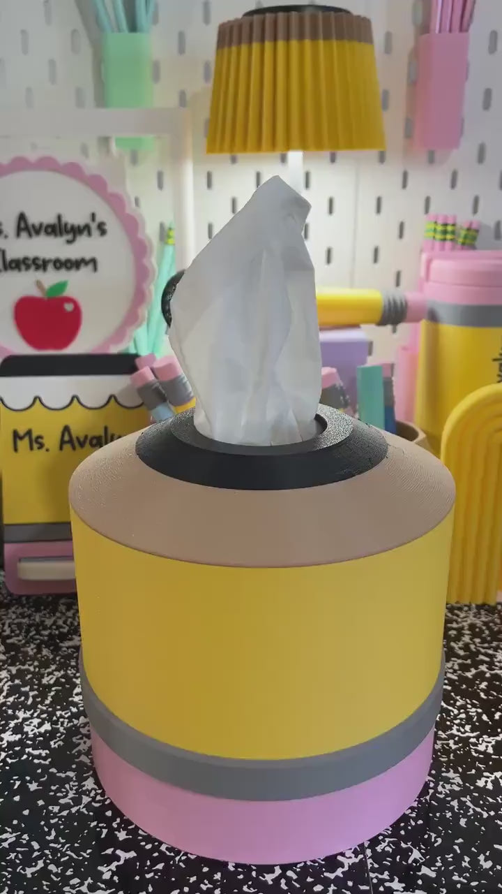 Pencil Tissue Box Holder | 3D Printable Digital File | Teacher Classroom Decor | Back to School Tissue Box Cover | 3MF Download