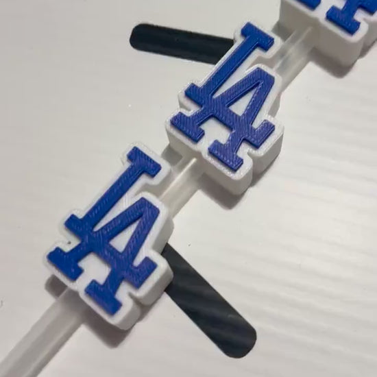 LA Logo Straw Topper: Baseball Fan Cup Charm