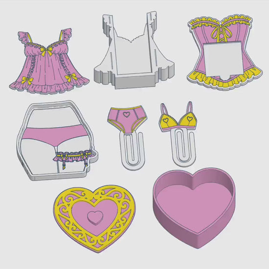 Coquette Lingerie Desk Accessories Bundle – 3MF Files | 3D Print Desk Decor | Digital Download