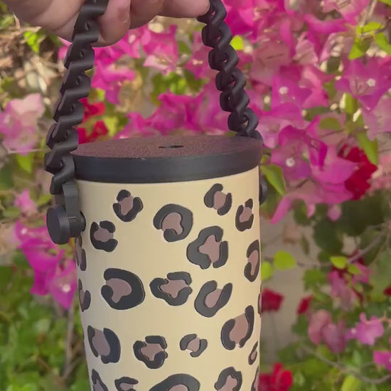 Leopard Print 3D Printed Can Holder – Regular 12 oz or Slim 12 oz | Choose Chain or Solid Handle