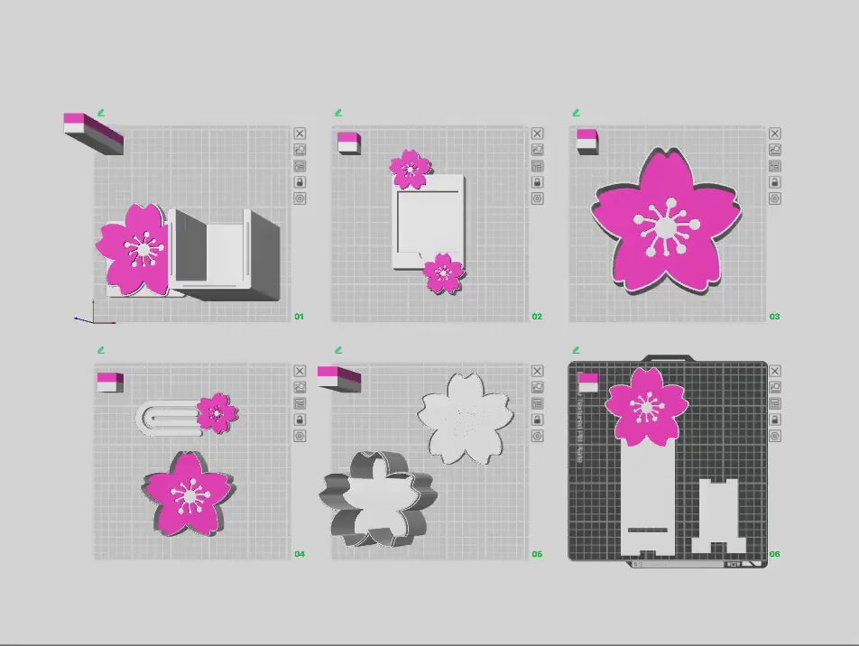 Cherry Blossom Desk Decor Bundle – 3MF Files | Digital Download | Note Holder | Paperclips | Pen Holder | Tray | Phone Stand | Straw Topper