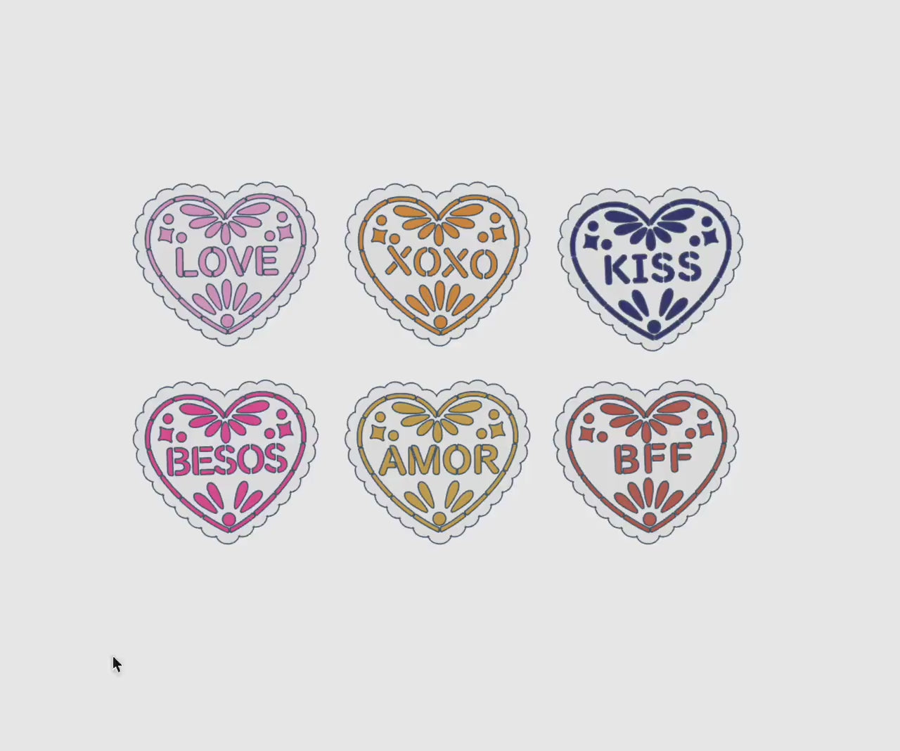 Mexican Heart Straw Toppers with Scalloped Edges – STL and 3MF Files | 8mm & 10mm Straw Holes | Digital Download