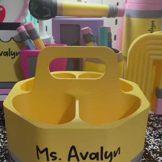 Personalized 3D Printed Organizer with Handle | Storage Caddy | Pencil Storage Caddy