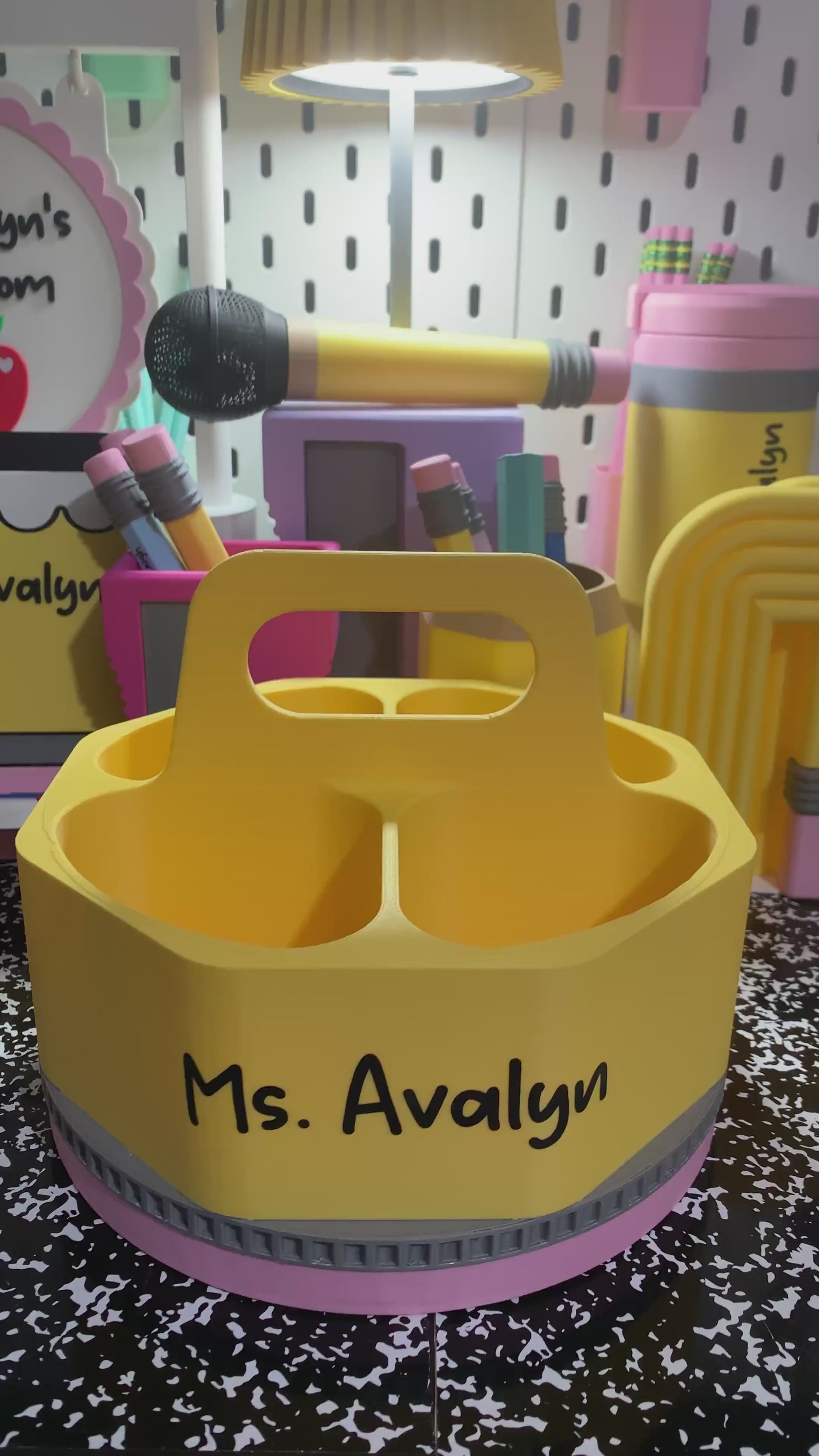 Personalized 3D Printed Organizer with Handle | Storage Caddy | Pencil Storage Caddy