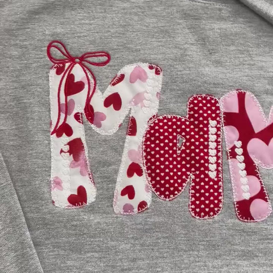 Custom Valentine Applique | Mama | Auntie | Nana | Mimi | Mama Valentine Coquette Bow | Personalized Name Sleeve