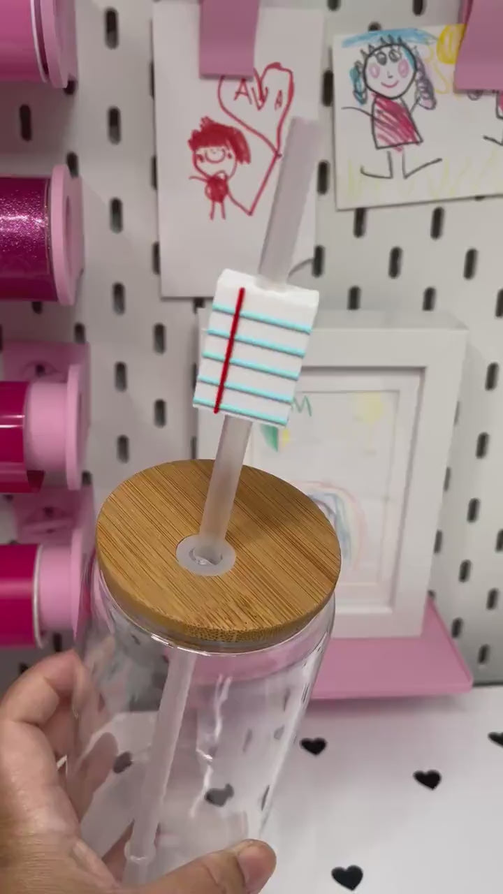 School Themed Straw Topper 3MF File | 8mm and 10mm Straws (Digital Download)