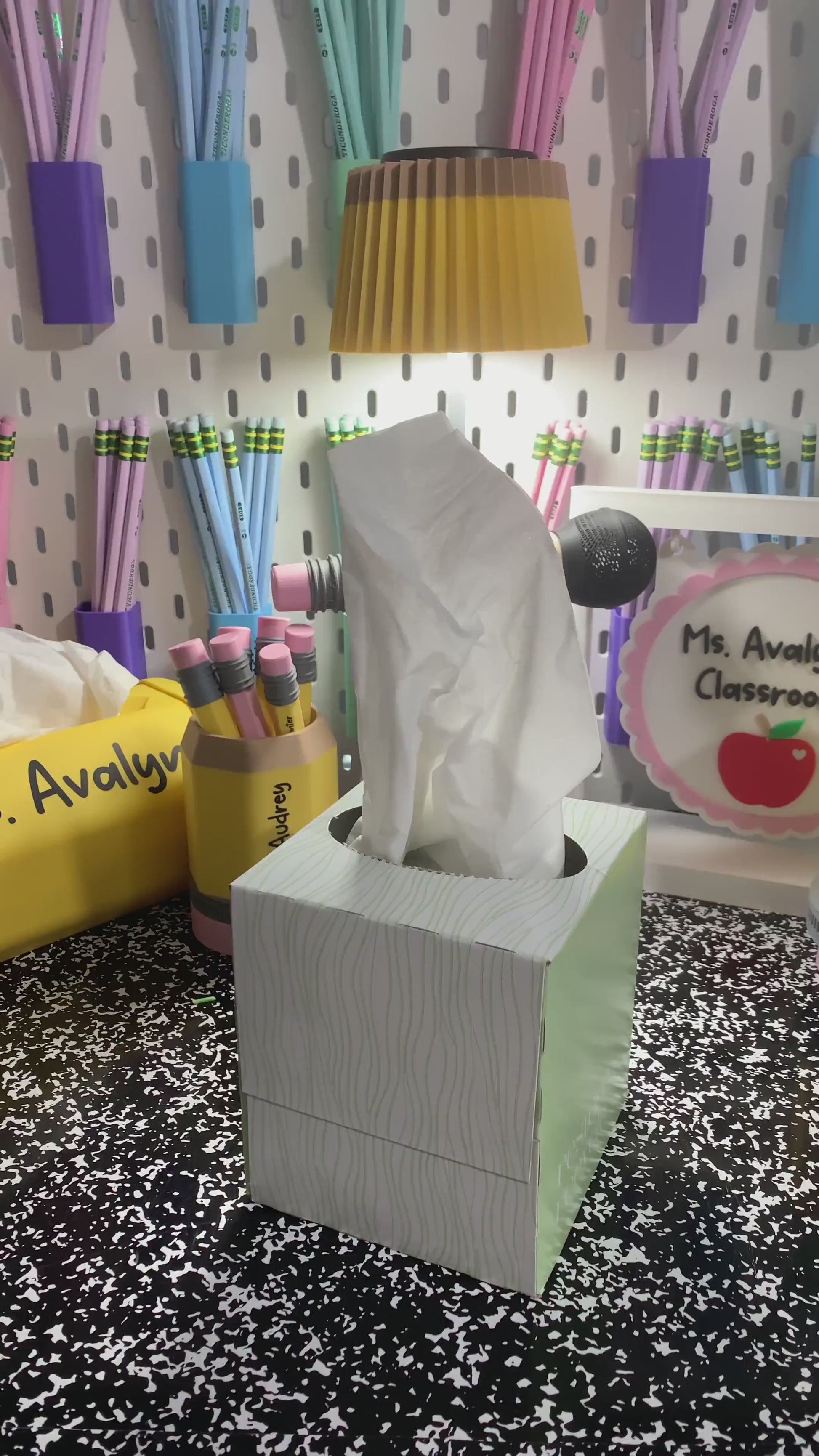 Personalized Pencil Tissue Box Cover | Teacher Tissue Box Sleeve | Square Tissue Box Cover, Classroom Decor | 3D Printed Gift