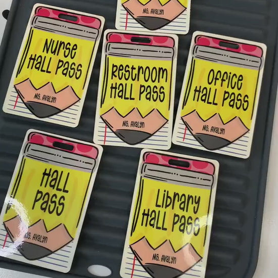 Personalized Pencil Hall Pass Set: Rustic Farmhouse Classroom Decor, 6-Pack