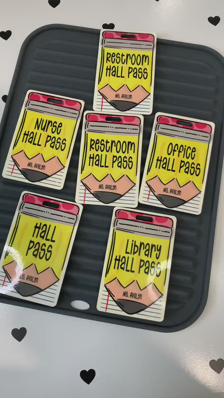 Personalized Pencil Hall Pass Set: Rustic Farmhouse Classroom Decor, 6-Pack