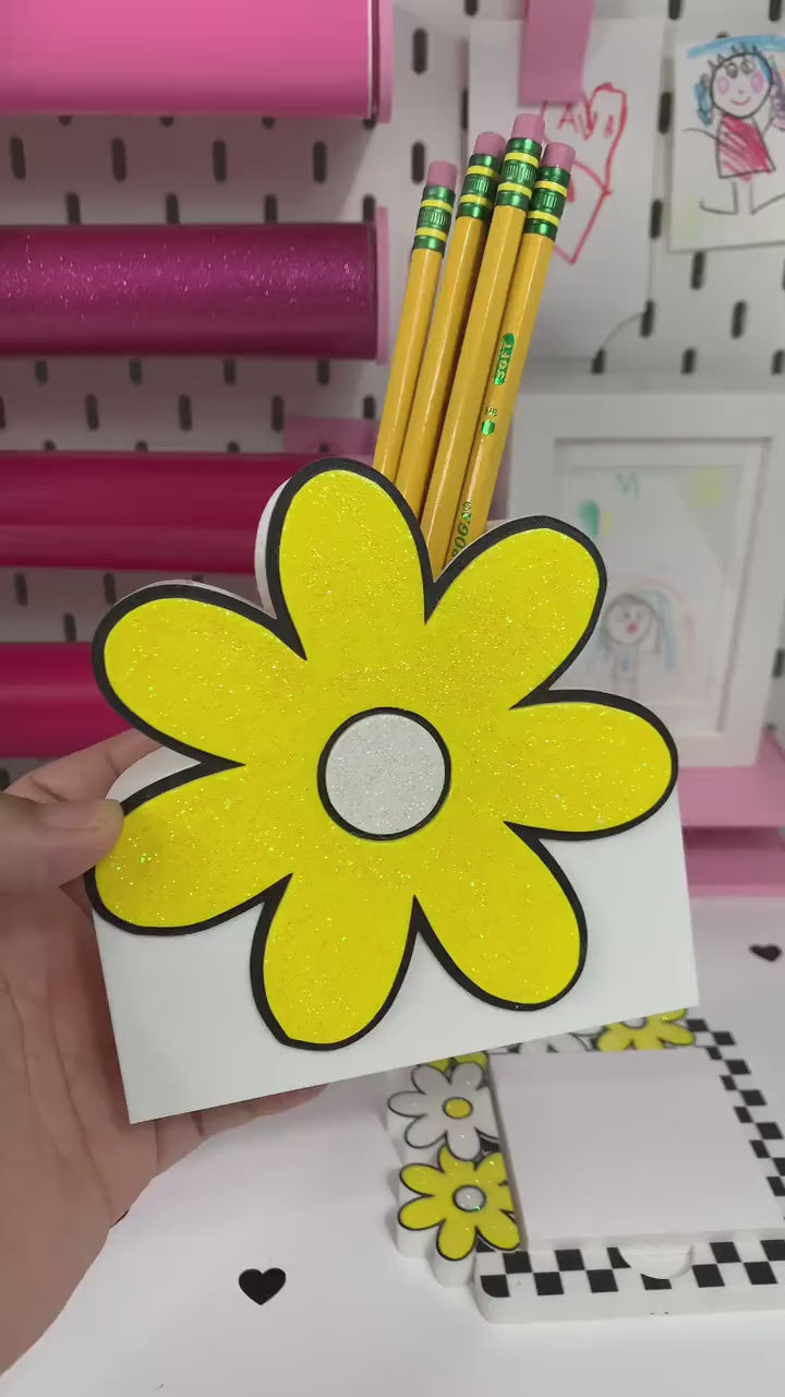 Daisy Flower Pencil Holder STL File – 3D Print Model – Digital Download