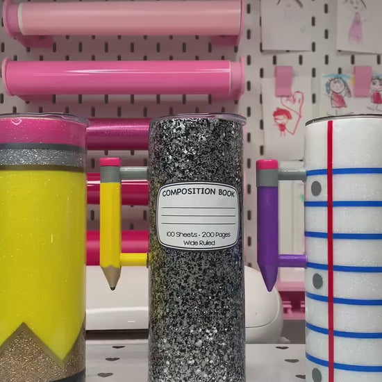 Teacher Tumbler with Handle: Stainless Steel Pencil Design