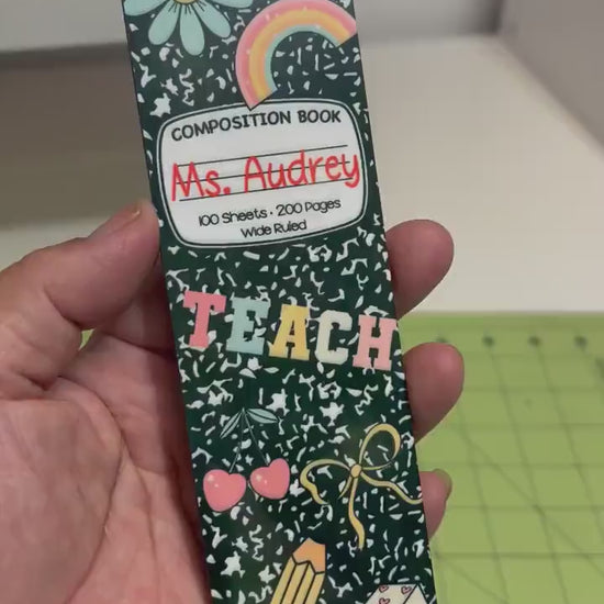 Personalized Composition Doodle Bookmark – Custom Name Bookmark for Teachers, Students & Book Lovers
