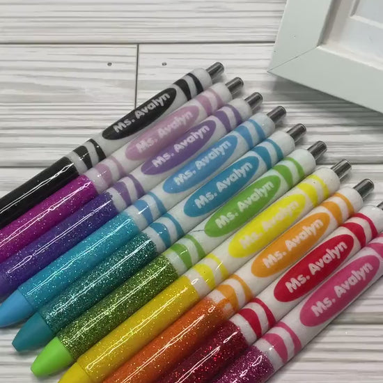 Glitter Color Personalized Teacher Pens: Unique Appreciation Gift (Set of 10)