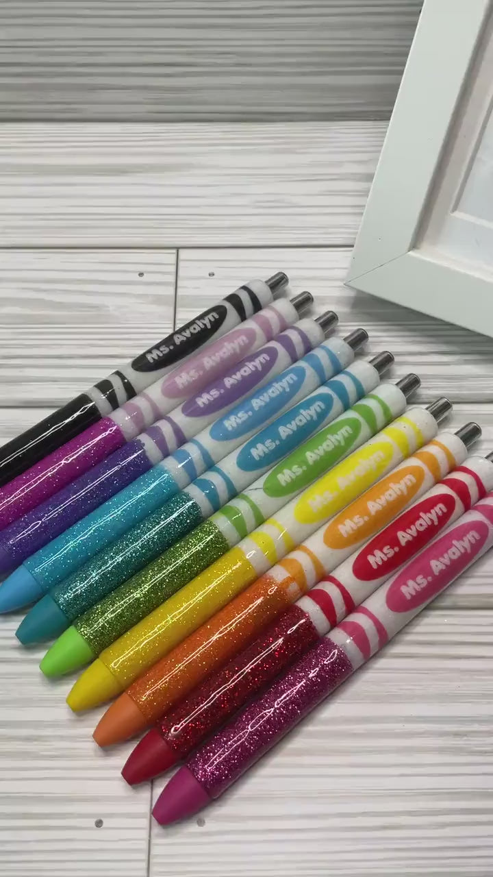Glitter Color Personalized Teacher Pens: Unique Appreciation Gift (Set of 10)
