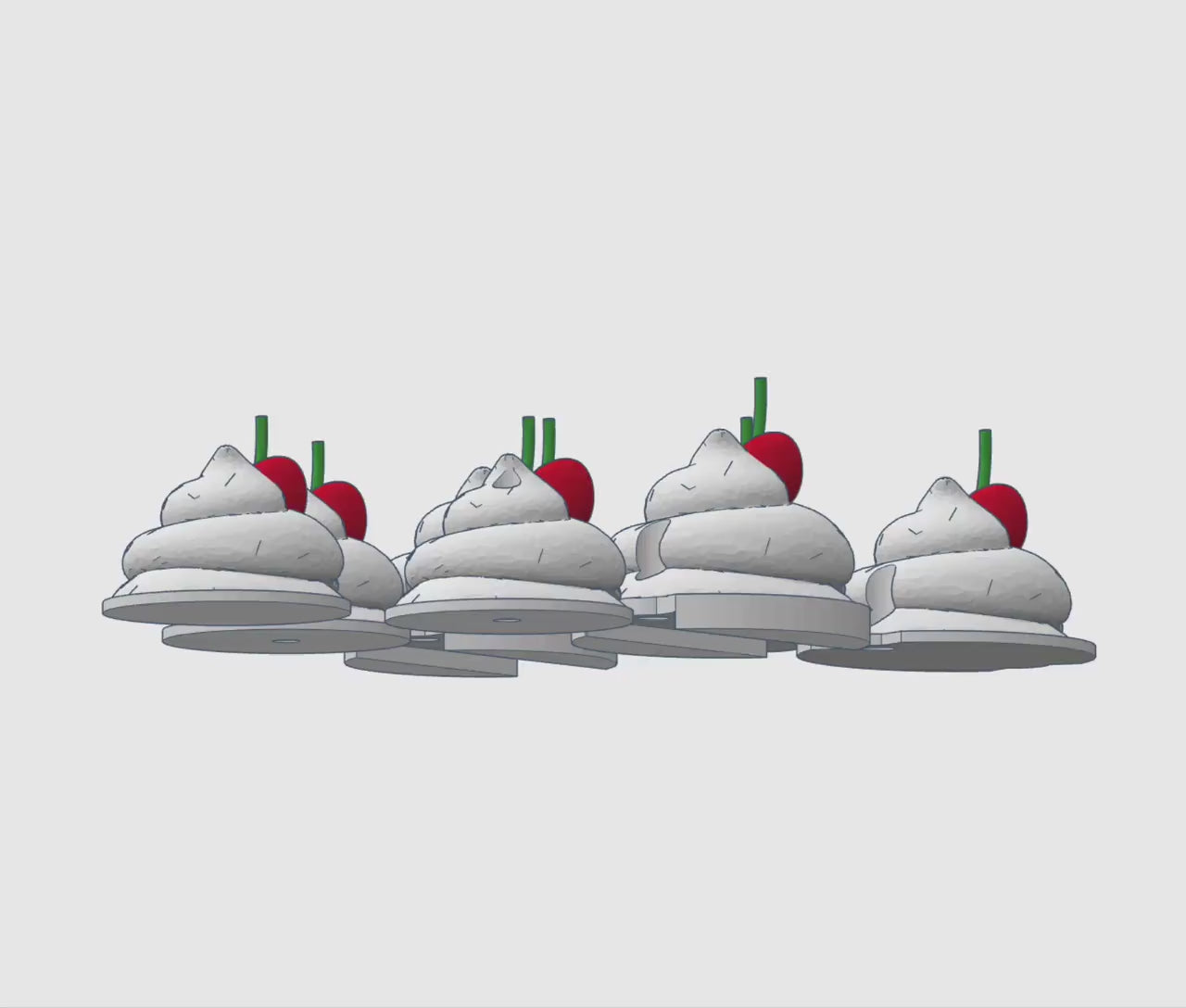 Cream Swirl with Cherry Lid Topper 3MF Files | Digital Download | Stanley 20oz | 30oz and 40oz | 18oz Libbey Glass Lid Topper