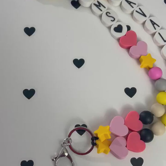 Personalized Beaded Friendship Lanyard: Custom ID Badge Holder with Charm
