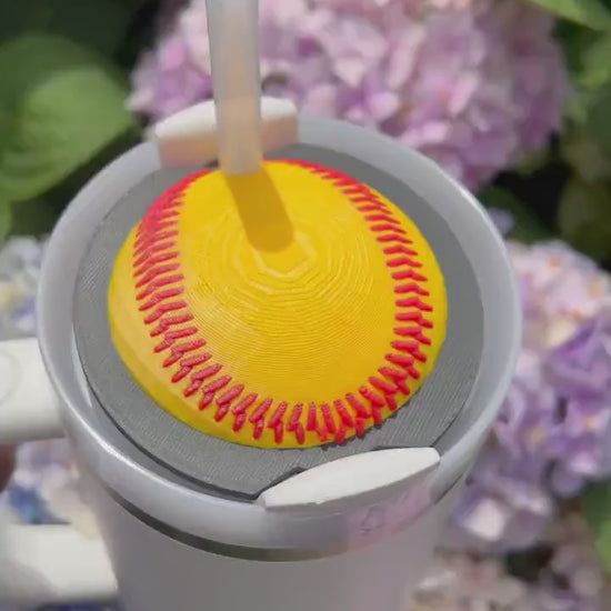 3D Printed Softball Straw Topper: Stanley Tumbler Accessory