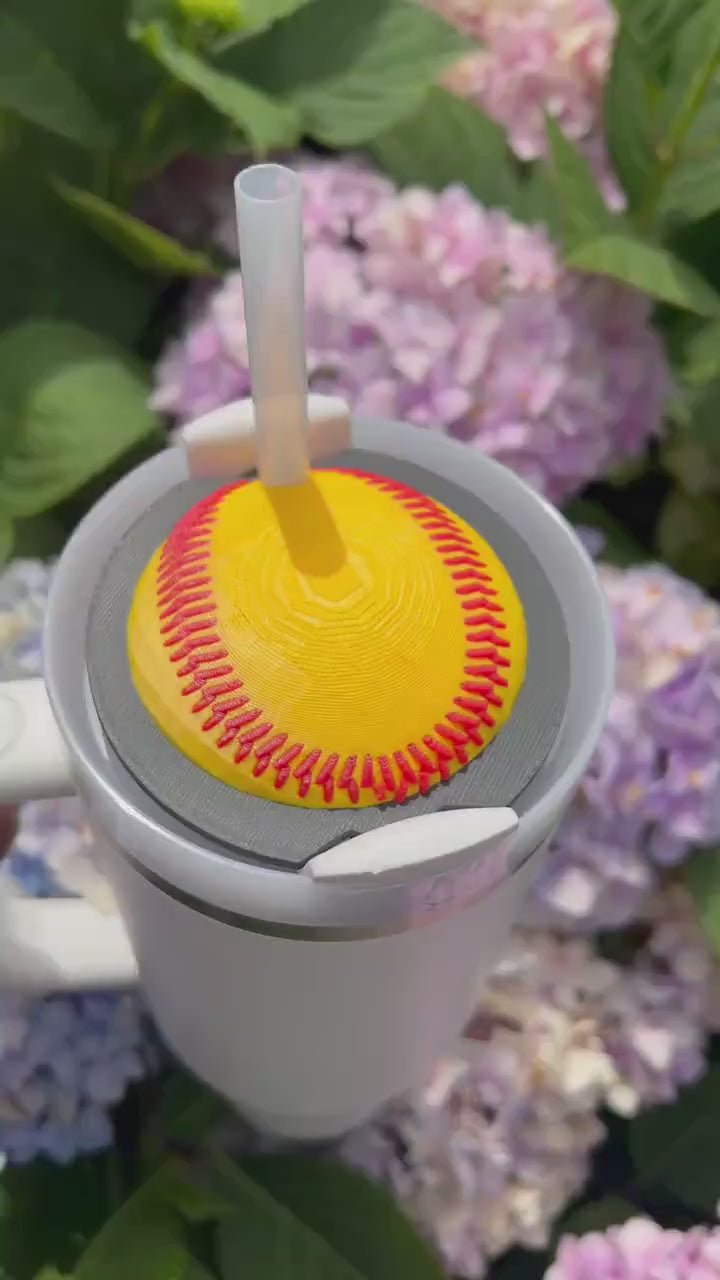 3D Printed Softball Straw Topper: Stanley Tumbler Accessory