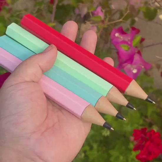 Personalized 3D Printed Color Pencil Pen | Refillable BIC Ink | Custom Name & Color | Teacher Gift | Reusable Ballpoint Pen