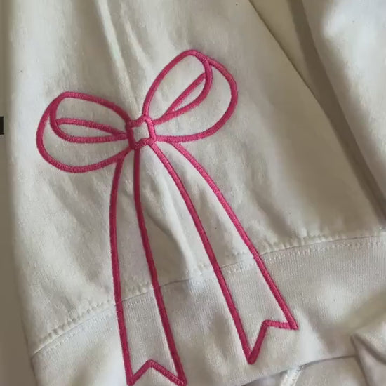 Embroidered Bow Sweatshirt: Classic Side Bow Design