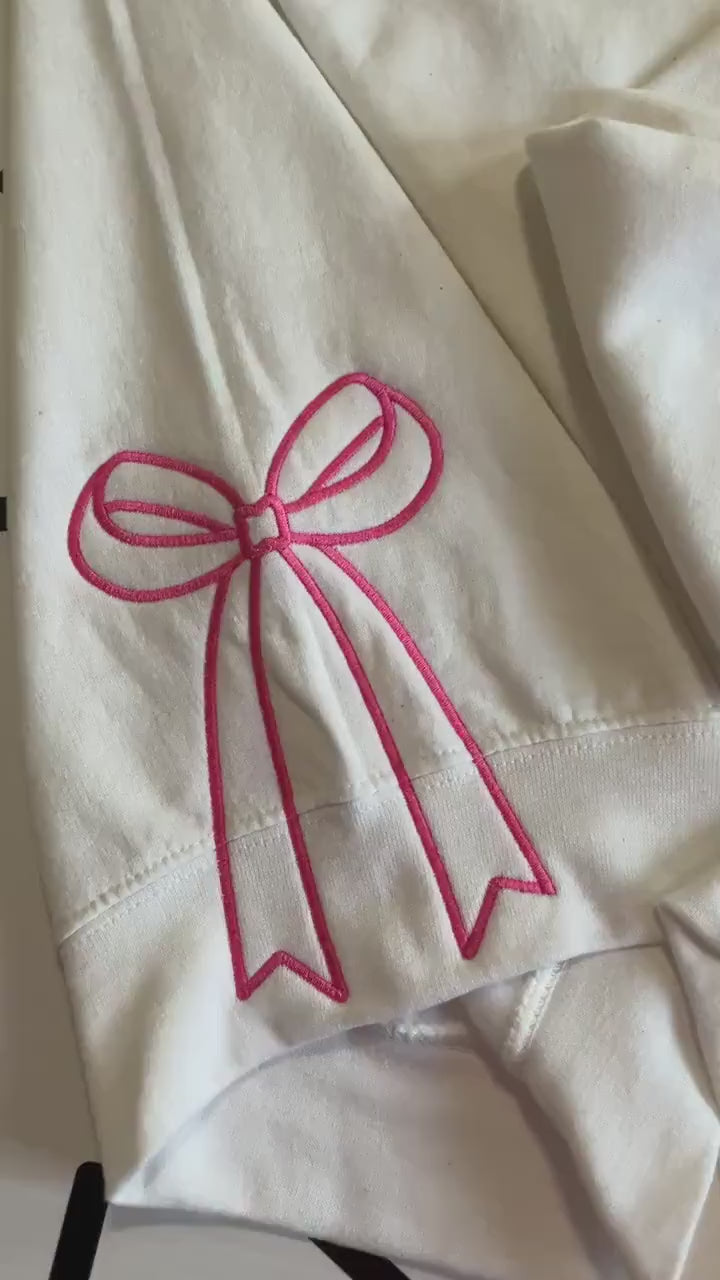 Embroidered Bow Sweatshirt: Classic Side Bow Design