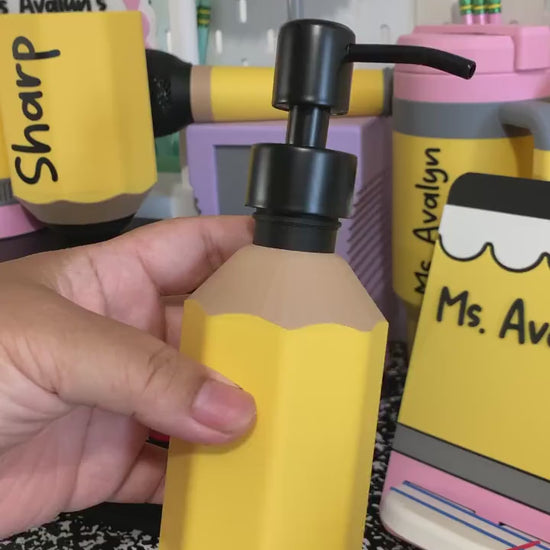 Pencil Soap Dispenser, Hand Sanitizer Pump, Teacher Gift, Classroom Decor, Pencil Classroom Accessory, Back to School Teacher Gift