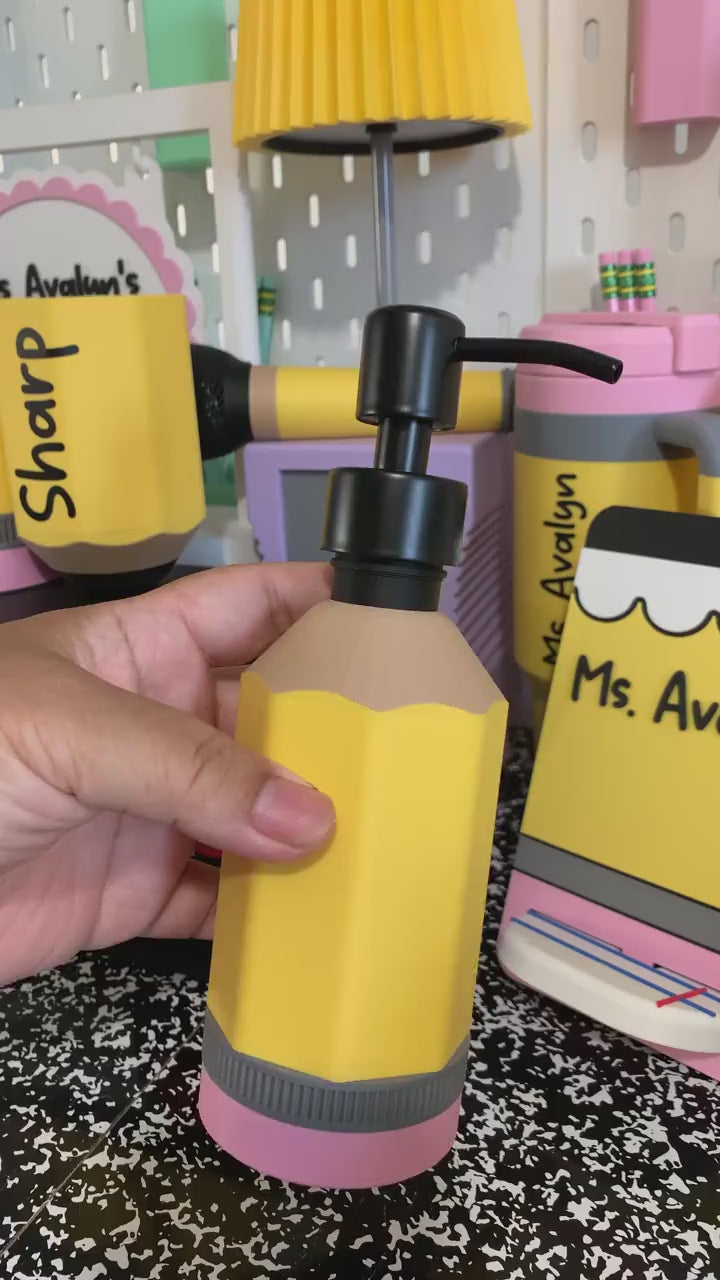 Pencil Soap Dispenser, Hand Sanitizer Pump, Teacher Gift, Classroom Decor, Pencil Classroom Accessory, Back to School Teacher Gift