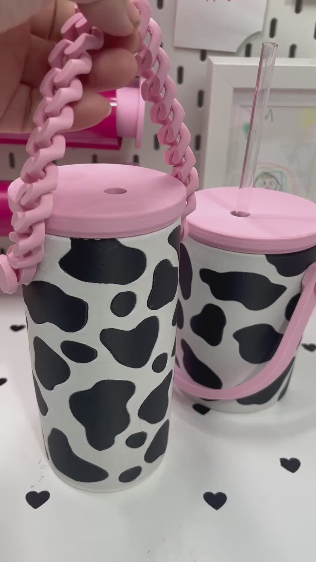 Cow Print  3D Printed Can Holder – Regular 12 oz or Slim 12 oz | Choose Chain or Solid Handle