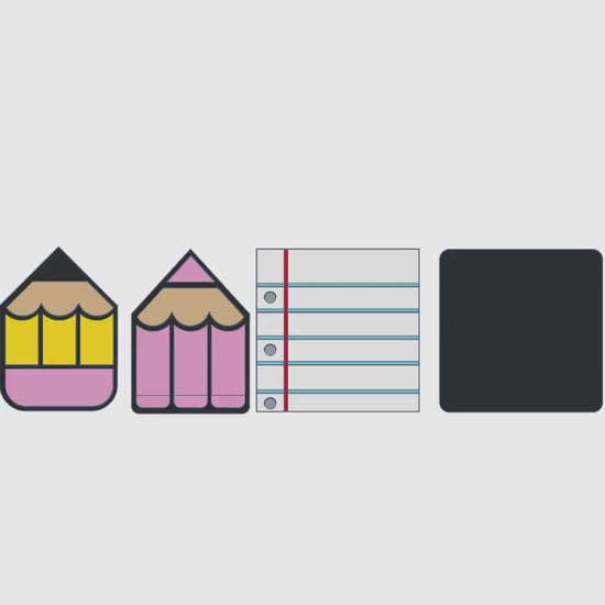 Set of 4 School Supplies Interchangeable Covers – 3MF Digital Files | Digital Download | Labels Included