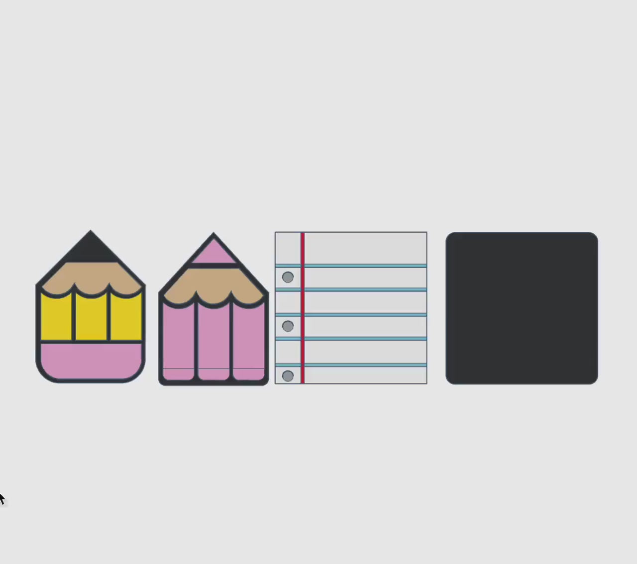 Set of 4 School Supplies Interchangeable Covers – 3MF Digital Files | Digital Download | Labels Included