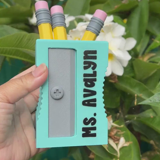Personalized Pencil Sharpener Inspired Pencil Holder | Custom 3D Printed Desk Organizer | Teacher Gift | Back to School Decor