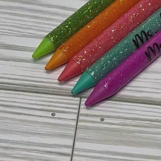 Personalized Glitter Pencils | Set of 5, Teacher Gift